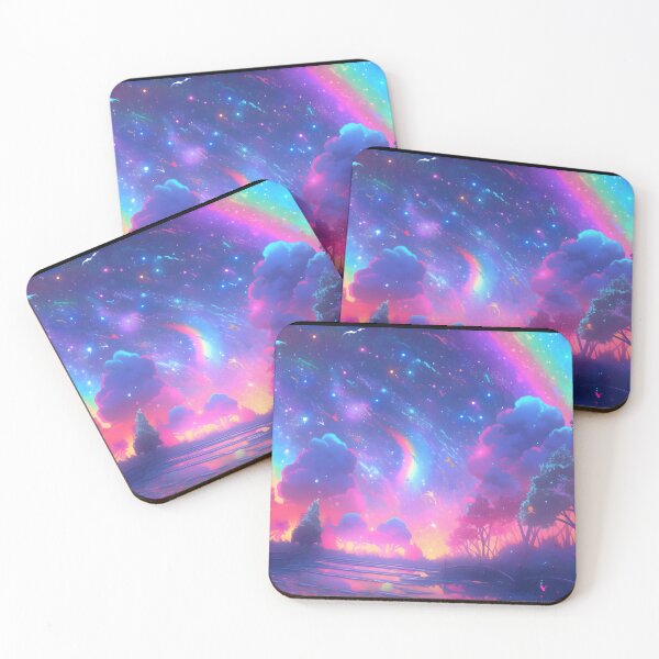 Item preview, Y2K Aesthetic - Technicolor Timberland: Rainbow Forest Scape designed and sold by Cosmic-Canvases.