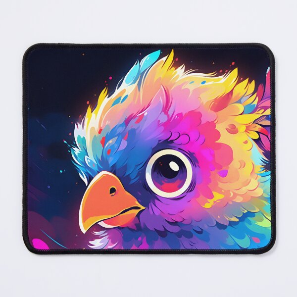 Artikelvorschau, Y2K Aesthetic - Prismatic Parakeet: Rainbow Bird entworfen und verkauft von Cosmic-Canvases.