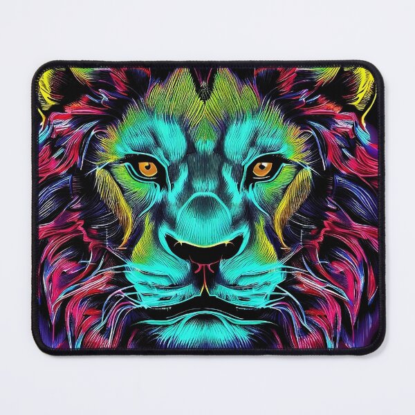 Item preview, The Neon Lion with fierce eyes designed and sold by DesignsCreative.