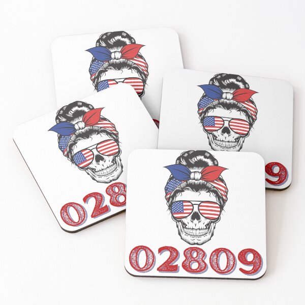 Item preview, Bristol, RI 02809 Fourth of July Trendy Red White and Blue Stars and Stripes Skull designed and sold by DigitalLuckyCat.