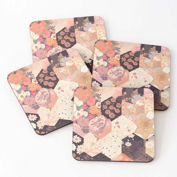 Item preview, Harmonious Hues: Rose Gold Warm Floral Patchwork designed and sold by Cosmic-Canvases.