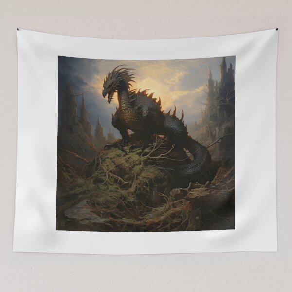 Item preview, Serene Dragon's Majesty - Epic Fantasy Art Inspired by Mythical Beasts designed and sold by nightfallcanvas.
