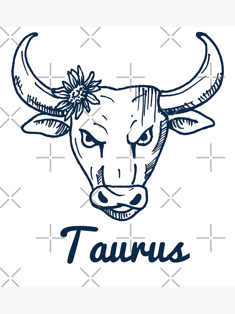 Taurus Zodiac Horoscope Bull Head with Flower Sign and Name Magnet