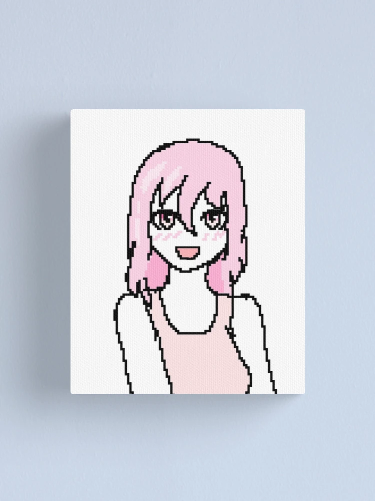 Vector pixel art anime girl canvas prints for the wall • canvas prints red,  monster, horn