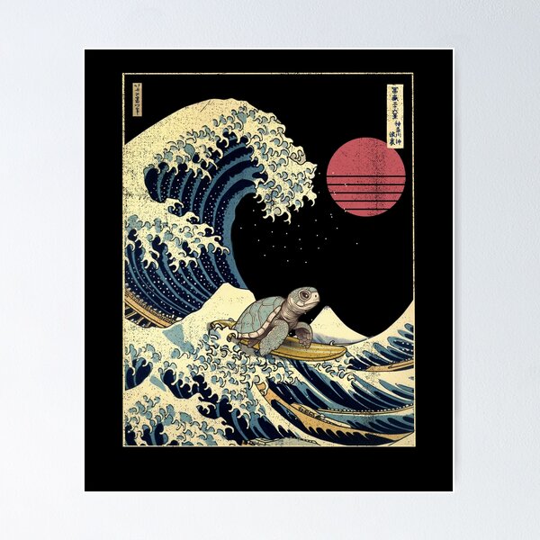 Item preview, Sea Turtle Kanagawa Japanese Surfing Wave designed and sold by rafaeltto.