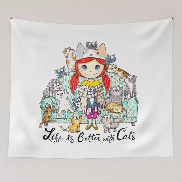 Item preview, #1 Life is Better with Cats (French Couch) designed and sold by nekokokeshi.