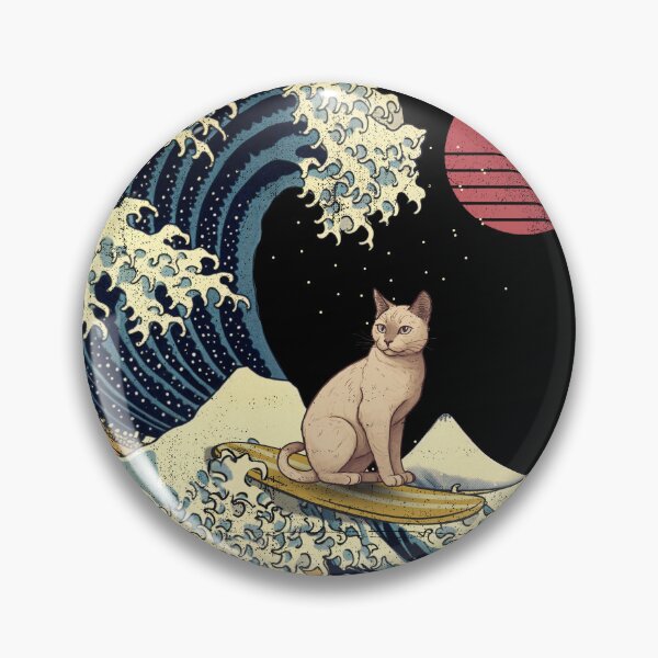 Item preview, Singapura Cat Kanagawa Japanese Surfing Wave designed and sold by rafaeltto.