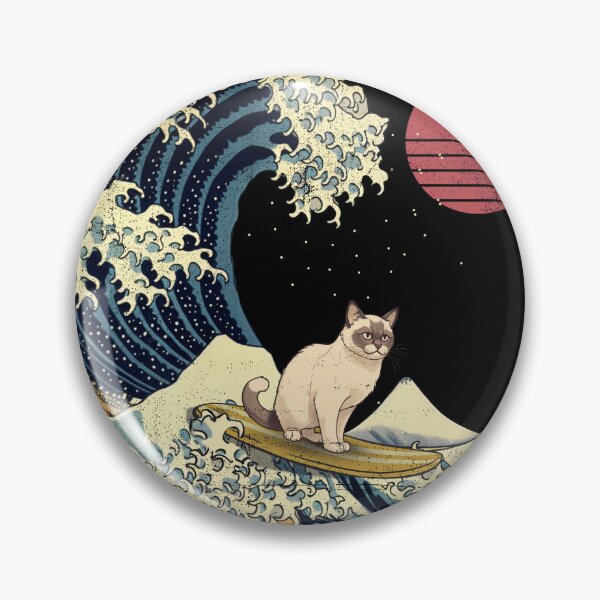 Item preview, Snowshoe Cat Kanagawa Japanese Surfing Wave designed and sold by rafaeltto.