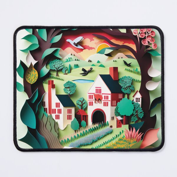 Item preview, white house with beautiful landscape designed and sold by artpapercuts.