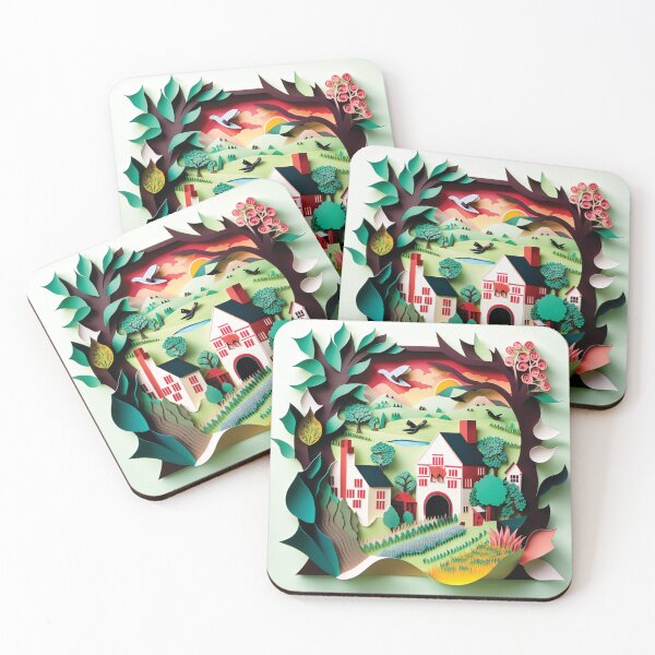 Item preview, white house with beautiful landscape designed and sold by artpapercuts.