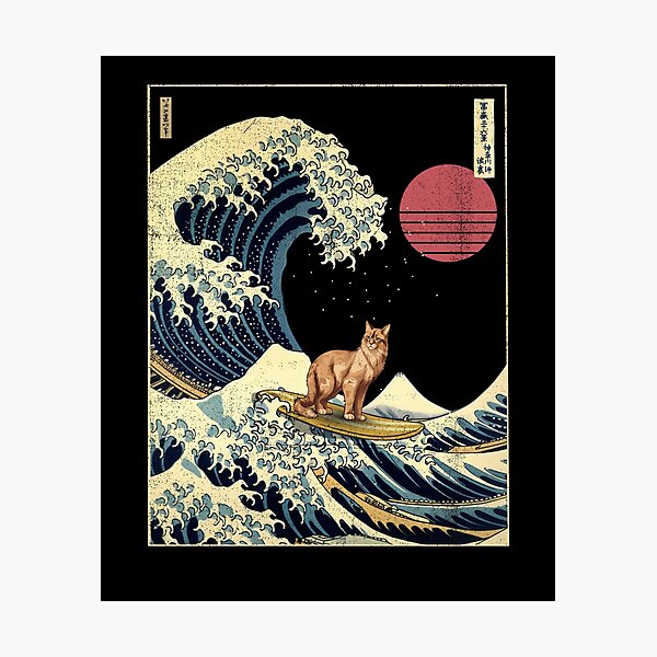 Item preview, Somali Cat Kanagawa Japanese Surfing Wave designed and sold by rafaeltto.
