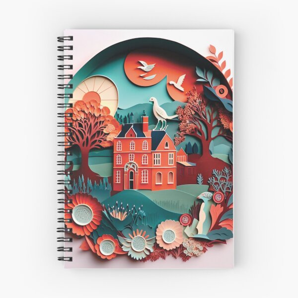 Item preview, colonial style orange house designed and sold by artpapercuts.