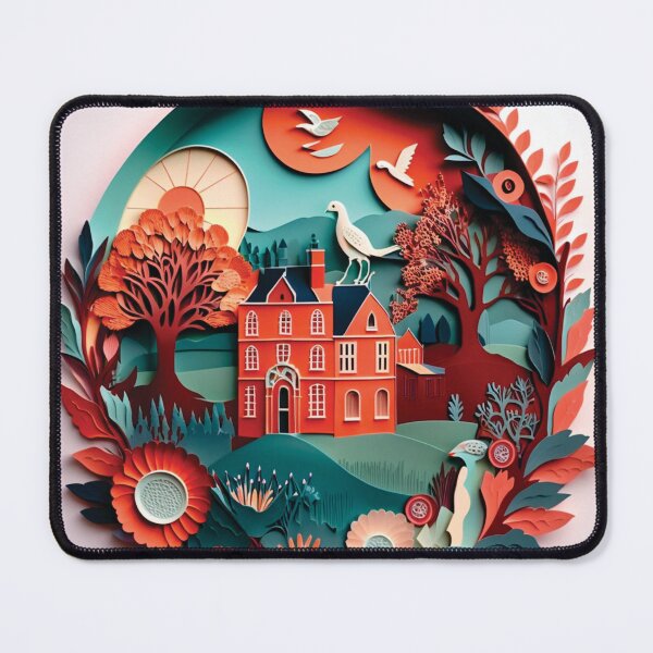 Item preview, colonial style orange house designed and sold by artpapercuts.