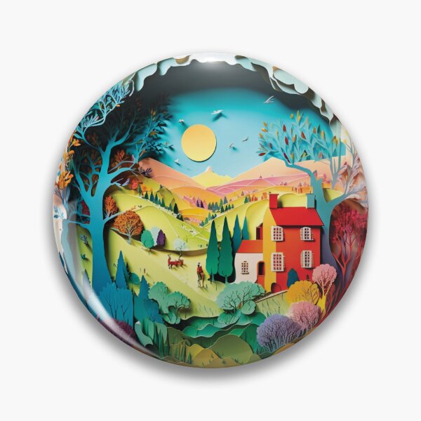 Item preview, country house with beautiful landscape designed and sold by artpapercuts.