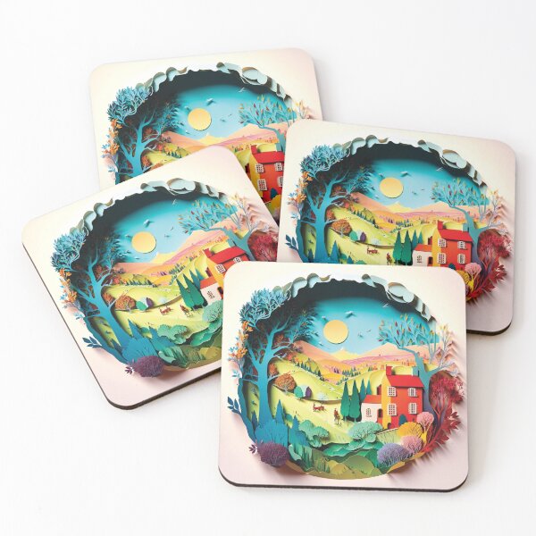 Item preview, country house with beautiful landscape designed and sold by artpapercuts.