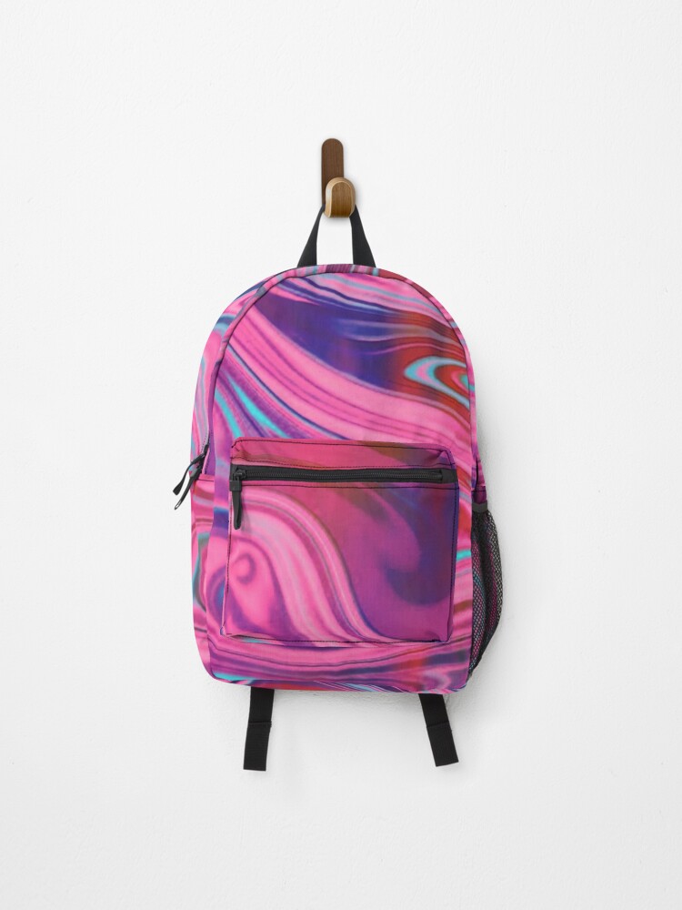 Thumbnail 1 of 3, Backpack, Pink waves designed and sold by Guiltygraphics.
