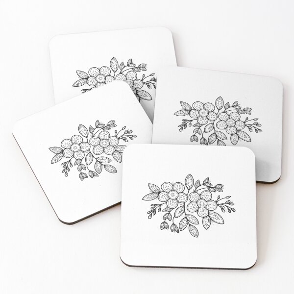 Item preview, Black and White Traditional Indigenous Flowers designed and sold by Mackenzie "Kenzie" Janveaux.