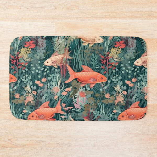 Item preview, Ocean Was Life 7, fish in a lush kelp forest, morning, morning, it's probably a reference, aquarium like underwater sea plants and coral, underwater, salmon pink, pale bronze, green, nature. designed and sold by FoxRobinRabbit.