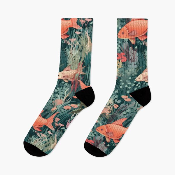 Item preview, Ocean Was Life 7, fish in a lush kelp forest, morning, morning, it's probably a reference, aquarium like underwater sea plants and coral, underwater, salmon pink, pale bronze, green, nature. designed and sold by FoxRobinRabbit.