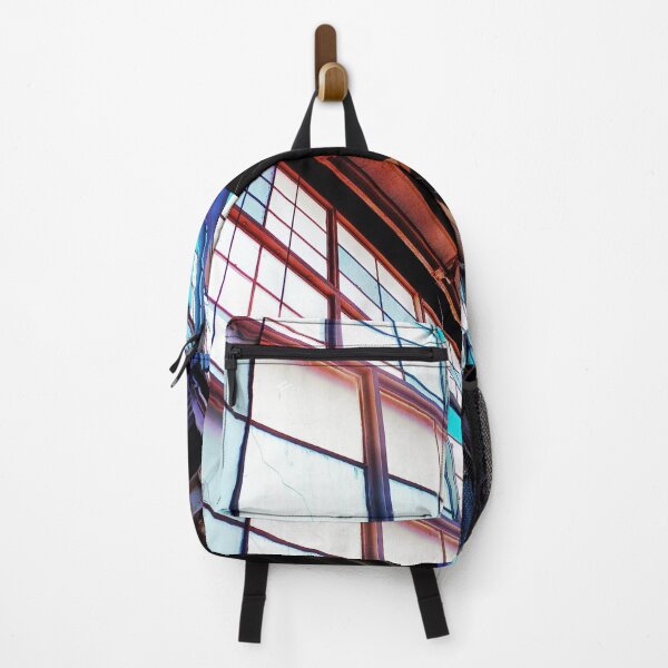 Item preview, Modern Industrial Warehouse Hanger Windows Bright Light Florescence Green Rust Red Blue Purple Tan Brown Pipes Photograph designed and sold by ARTbyABACCUS.