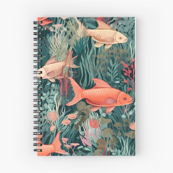 Item preview, Ocean Was Life 7, fish in a lush kelp forest, morning, morning, it's probably a reference, aquarium like underwater sea plants and coral, underwater, salmon pink, pale bronze, green, nature. designed and sold by FoxRobinRabbit.