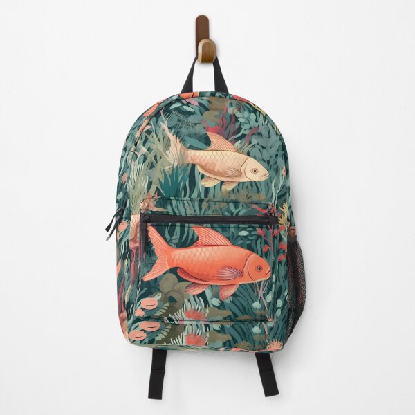 Item preview, Ocean Was Life 7, fish in a lush kelp forest, morning, morning, it's probably a reference, aquarium like underwater sea plants and coral, underwater, salmon pink, pale bronze, green, nature. designed and sold by FoxRobinRabbit.