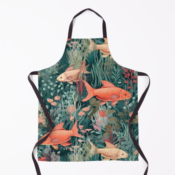 Item preview, Ocean Was Life 7, fish in a lush kelp forest, morning, morning, it's probably a reference, aquarium like underwater sea plants and coral, underwater, salmon pink, pale bronze, green, nature. designed and sold by FoxRobinRabbit.