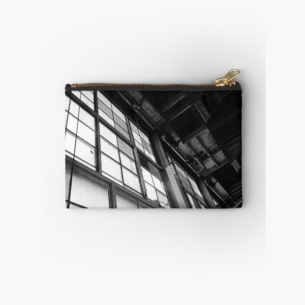 Item preview, Black and White Grayscale Modern Industrial Warehouse Hanger Windows Bright Light Florescence Rust Pipes Photograph designed and sold by ARTbyABACCUS.