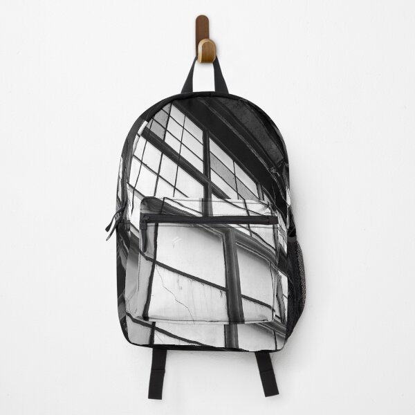 Item preview, Black and White Grayscale Modern Industrial Warehouse Hanger Windows Bright Light Florescence Rust Pipes Photograph designed and sold by ARTbyABACCUS.