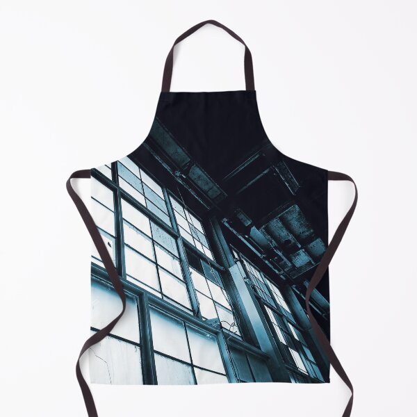 Item preview, Dark Navy Light Blue Indigo Cyanotype Modern Industrial Warehouse Hanger Windows Bright Light Florescence Rust Pipes Photograph designed and sold by ARTbyABACCUS.