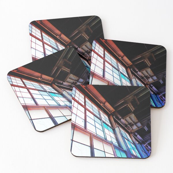 Item preview, Modern Industrial Warehouse Hanger Windows Bright Light Florescence Green Rust Red Blue Purple Tan Brown Pipes Photograph designed and sold by ARTbyABACCUS.