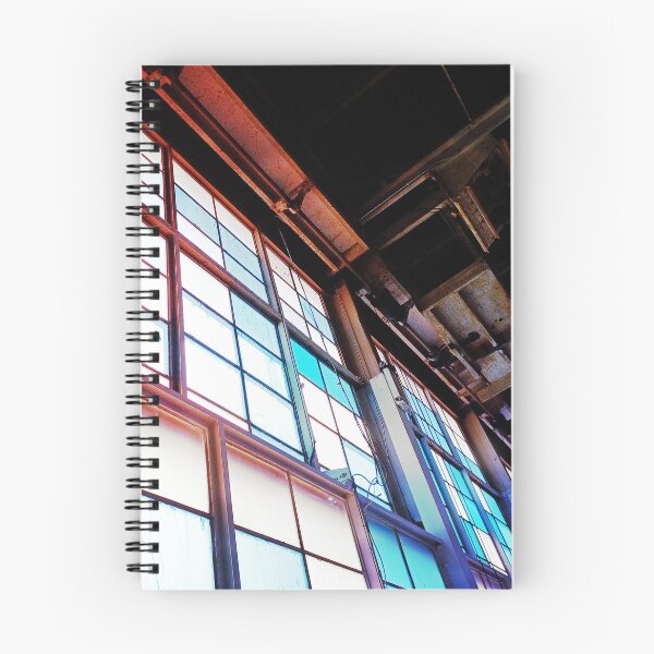 Item preview, Modern Industrial Warehouse Hanger Windows Bright Light Florescence Green Rust Red Blue Purple Tan Brown Pipes Photograph designed and sold by ARTbyABACCUS.