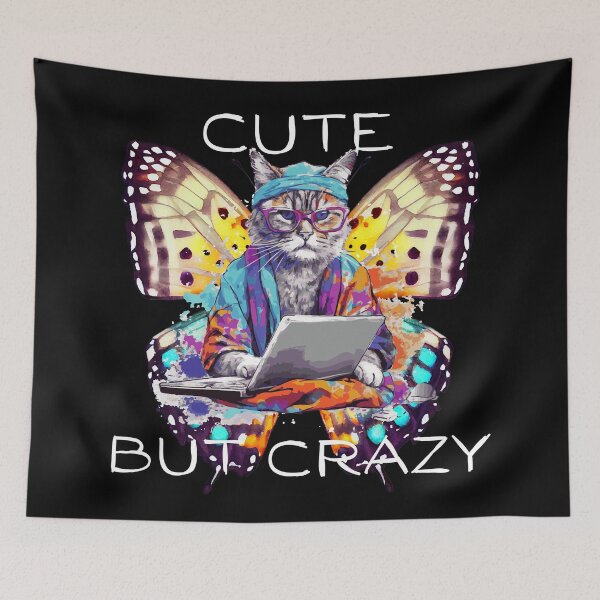 Item preview, Cute But Crazy Cat - Cat Shirt Vibes designed and sold by Merch-and-Vibes.
