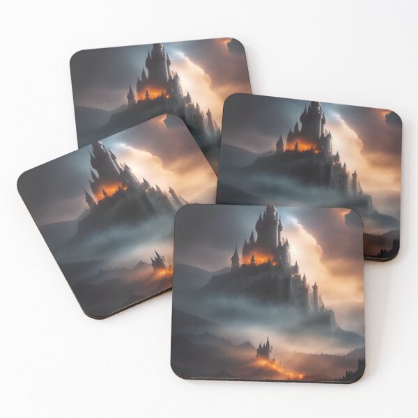 Item preview, Castle with dramatic lighting and fog - Landscape Art  designed and sold by dosedai.