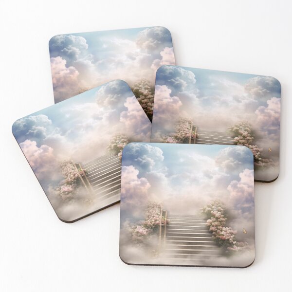 Item preview, In Loving Memory  Memorial Background Template Stairs to Heaven, Rest in Peace, Cloudy Sky, designed and sold by Leonardo M.