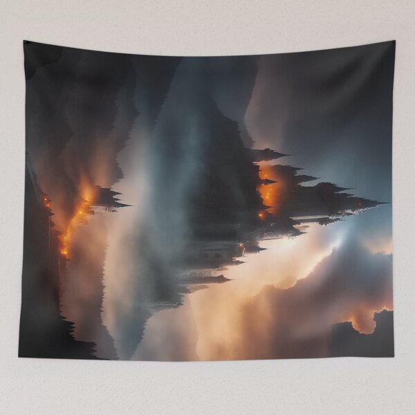 Item preview, Castle with dramatic lighting and fog - Landscape Art  designed and sold by dosedai.