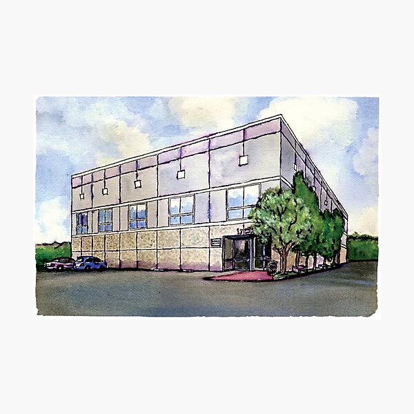 Pam Beesly Office Building Watercolor Painting Poster Dunder Mifflin Paper Company Inc. Gift Photographic Print