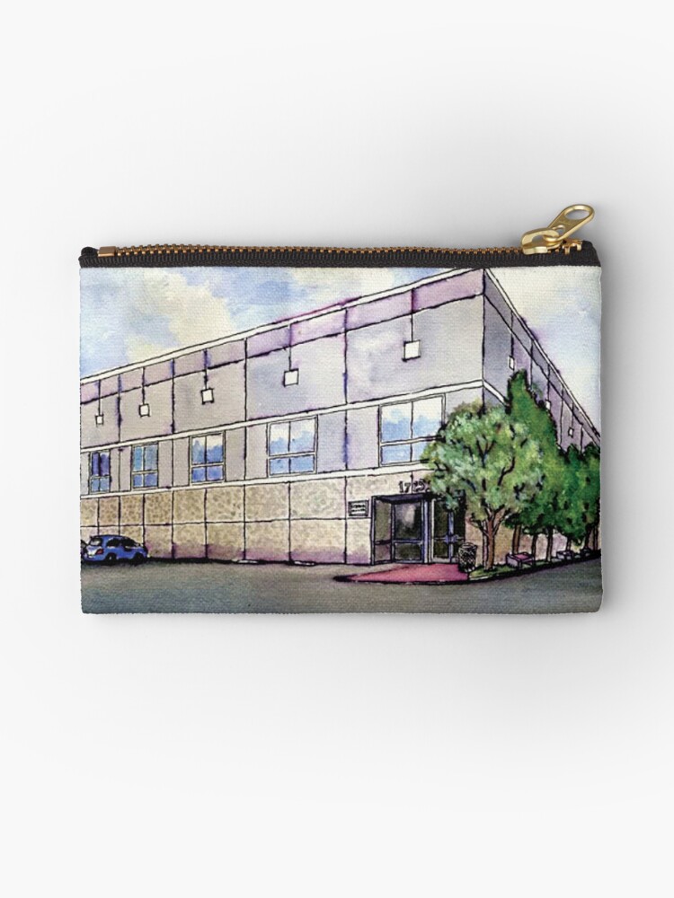 Pam Beesly Office Building Watercolor Painting Dunder Mifflin Paper Company  Gift Zipper Pouch