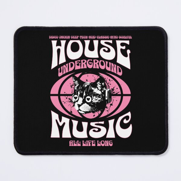 Item preview, HOUSE MUSIC - Underground Cat (White/Pink) designed and sold by Discothreadz.