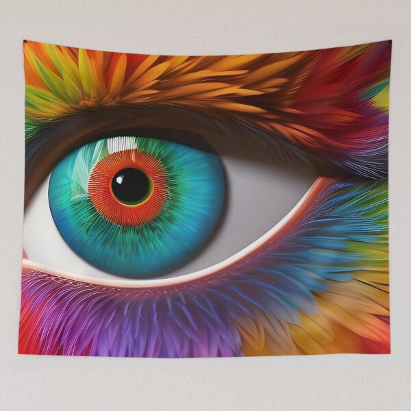 Item preview, Rainbow Feathered Eye designed and sold by Dudeist Designs.