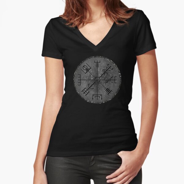 Vegvisir Tailliertes T-Shirt mit V-Ausschnitt