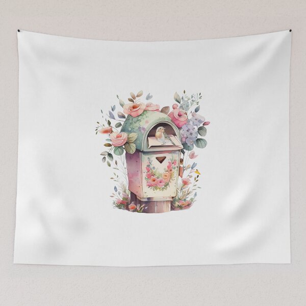Item preview, Watercolor Floral Mailbox with Bird  designed and sold by silviaol.