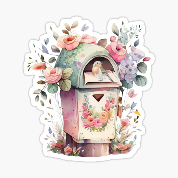Item preview, Watercolor Floral Mailbox with Bird  designed and sold by silviaol.