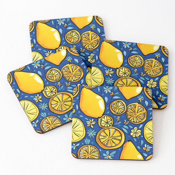 Item preview, Lemon Summer Pattern Blue designed and sold by druidwolfart.