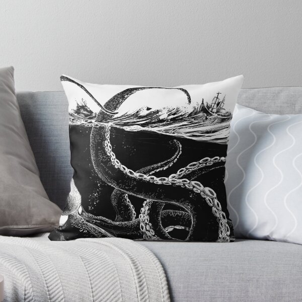 Kraken Rules the Sea Throw Pillow
