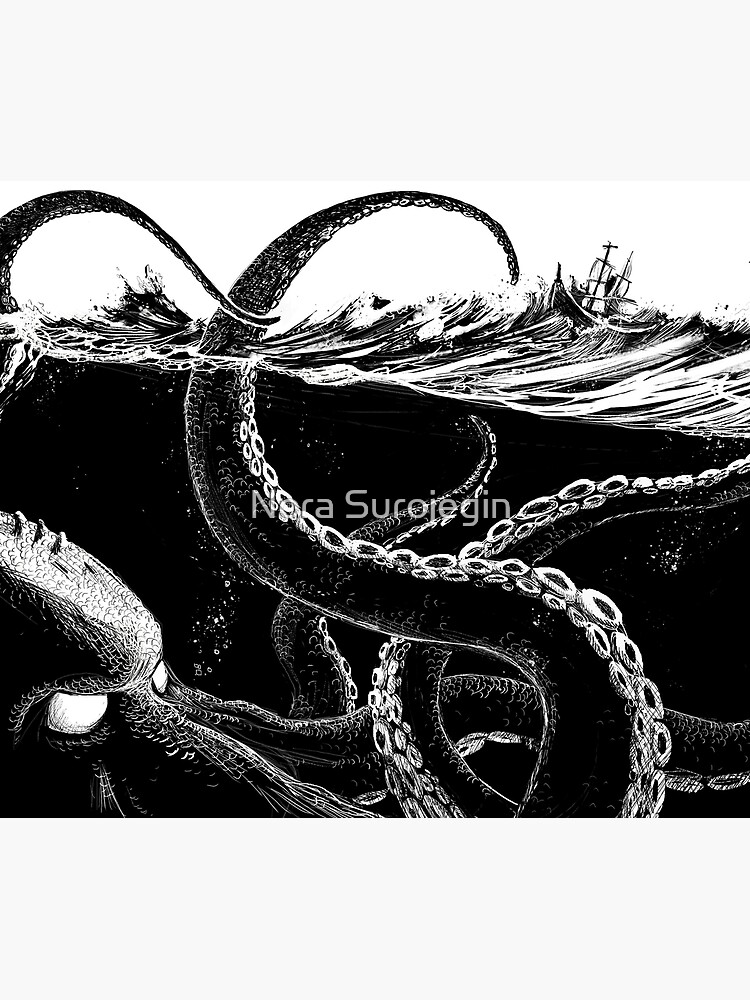 Imagen 6 de 6, Manta con la obra Kraken gobierna el mar, diseñada y vendida por hazytale.