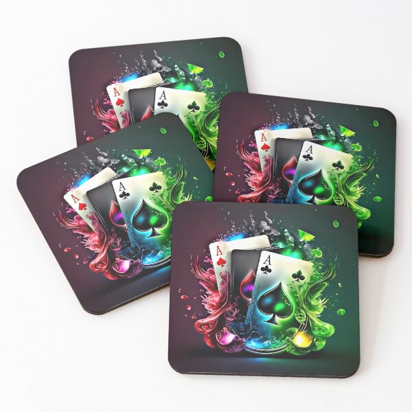 Item preview, "Magic and Style in an Illustration of 3 Stylized 'A' Cards in Black and Red with Colorful Gelatinous Bubbles." designed and sold by Jhuvel.