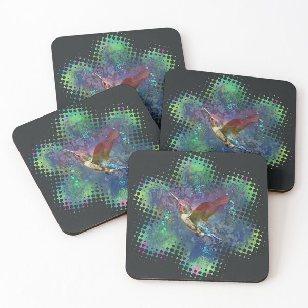 Item preview, Hummingbird in Magical landscape, Illustration of small bird on abstract background designed and sold by Malogue.