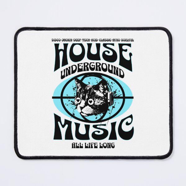 Item preview, HOUSE MUSIC - Underground Cat (Black/Blue) designed and sold by Discothreadz.