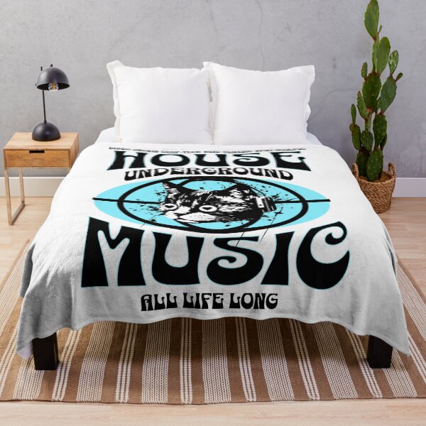 Item preview, HOUSE MUSIC - Underground Cat (Black/Blue) designed and sold by Discothreadz.